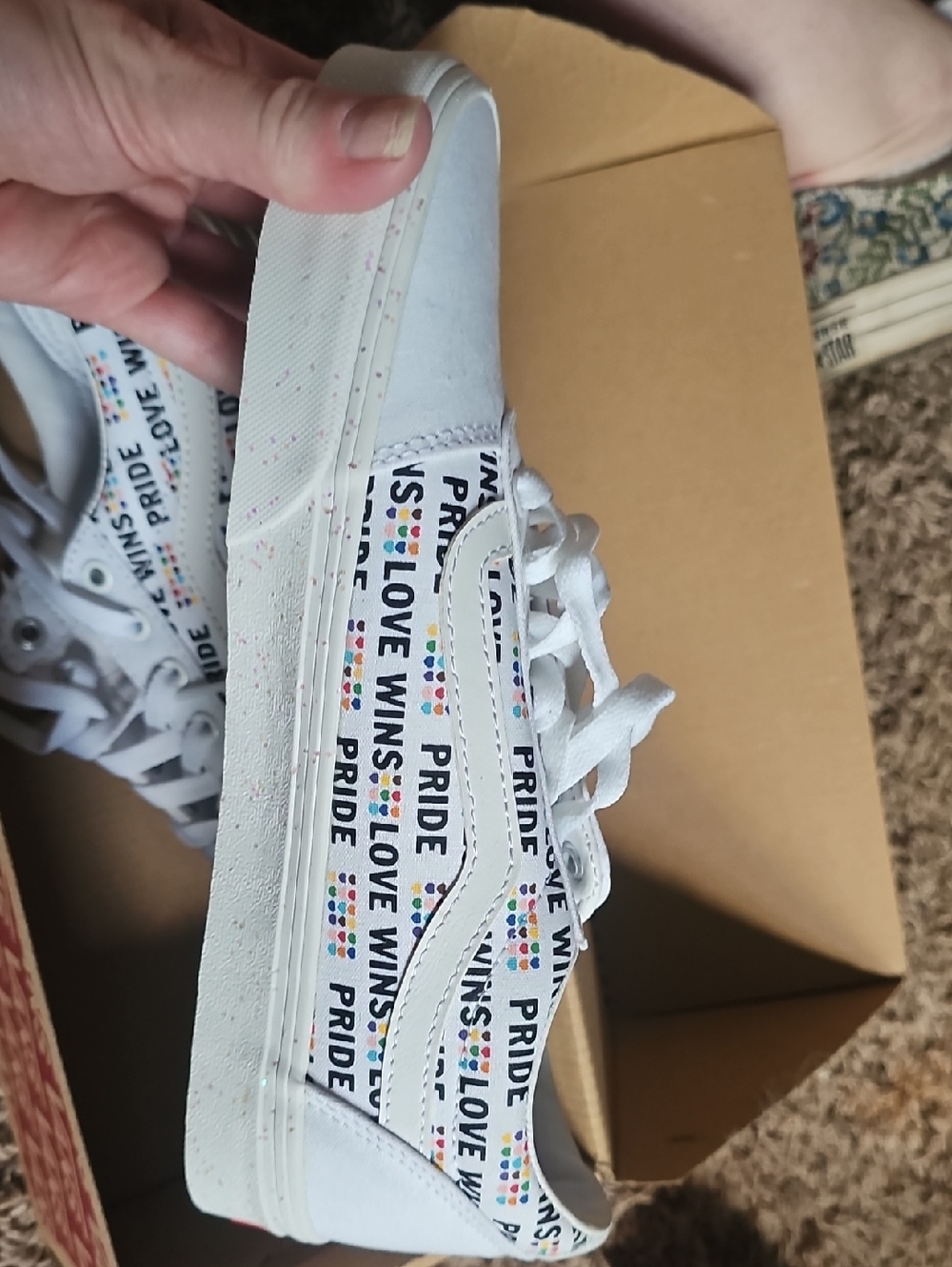 NIB Vans White Low-Top Sneakers with Multicolor Pride Dot Accents